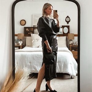 Sequin Black Midi Skirt from J. Crew